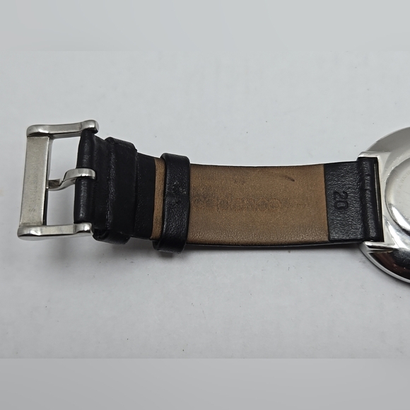 Cadence Watch Men 38mm Silver Tone Black Leather Band New Battery - Picture 9 of 11